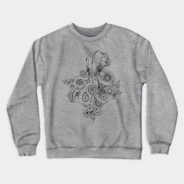 Retro Futurism Steampunk Adventure Octopus 1 Crewneck Sweatshirt by EDDArt